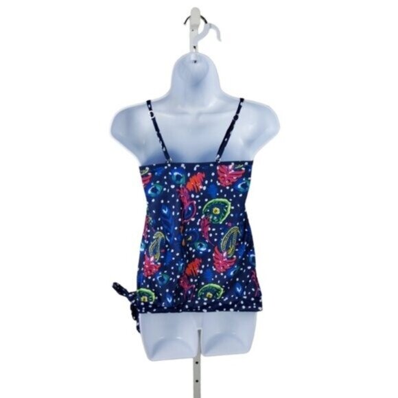 Wenly Zeng Paisley Two Piece Swimsuit with Shorts Blue Sizes Small and XL - Picture 6 of 8